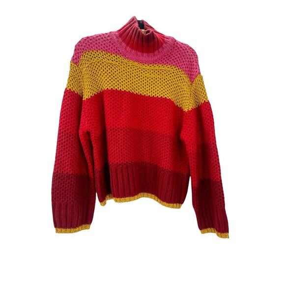 Farm Plantage Rio Stripes Sweater Knitted Mock Neck Oversized Size XS NWOT - Picture 6 of 12